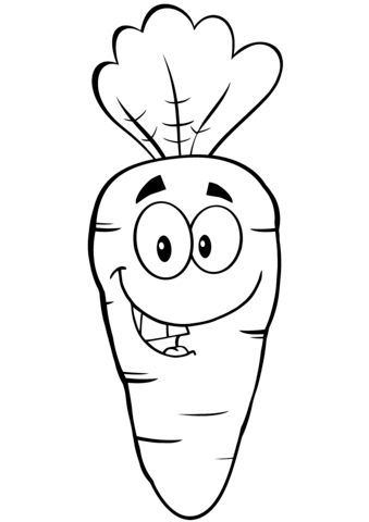 Happy Cartoon Carrot Coloring Page